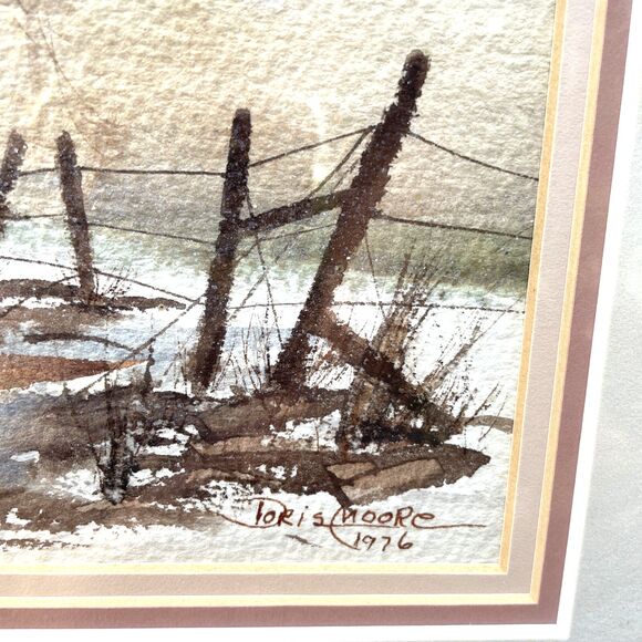 Original Art Painting Adobe Pueblo Home Santa Fe Signed Doris Moore 1976 15x18” - Picture 6 of 8